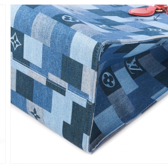 ❗️SOLD❗️2×🎉HP🎉Louis Vuitton Denim Damier Monogram Blue Rouge Onthego GM - Picture 8 of 16